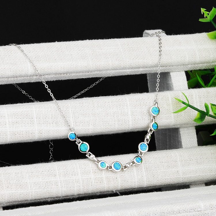 Custom Women Gemstone Jewelry Fashion Silver Tennis Chain Necklace