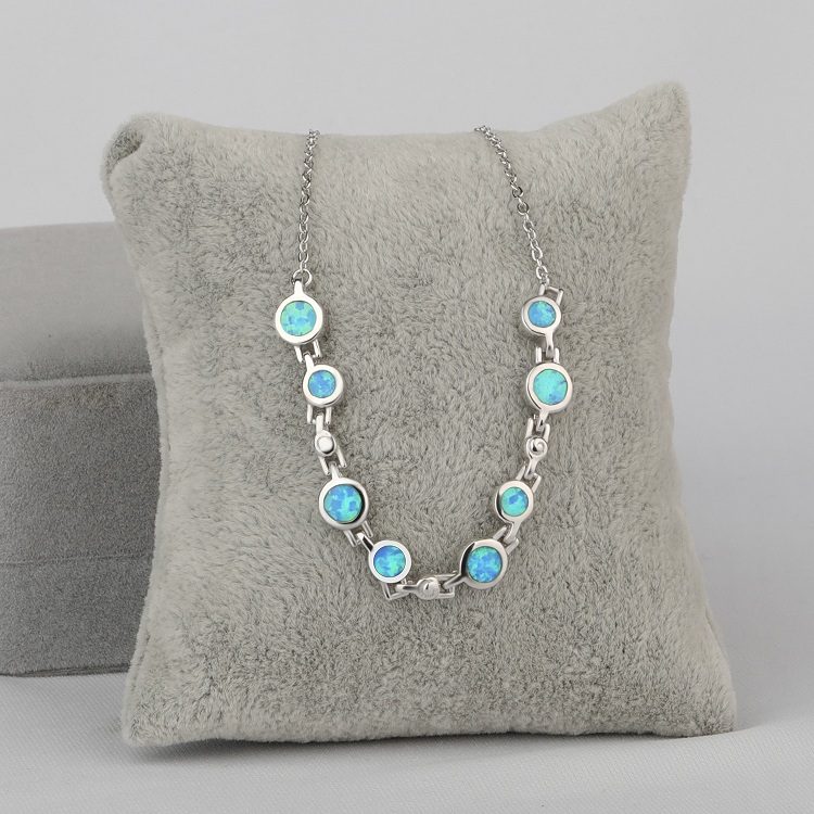 Custom Women Gemstone Jewelry Fashion Silver Tennis Chain Necklace