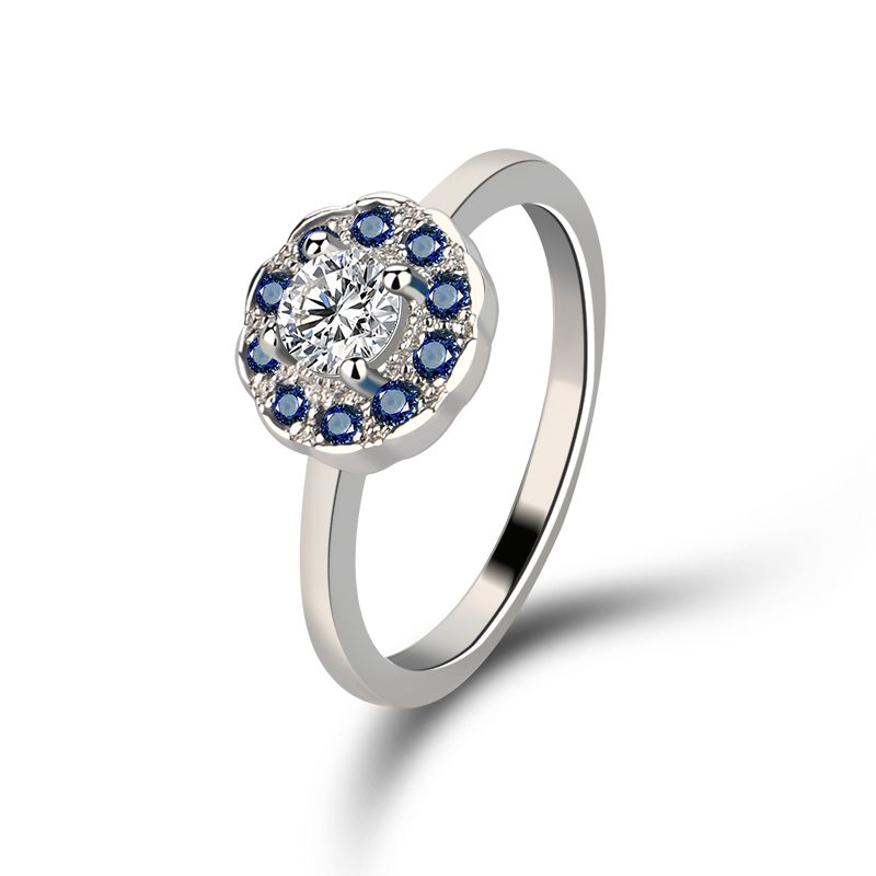 Flower Shape Ring Band Diamond Accessory Simple Adjustable Sterling Silver Luxury Wedding 925 Ring Woman