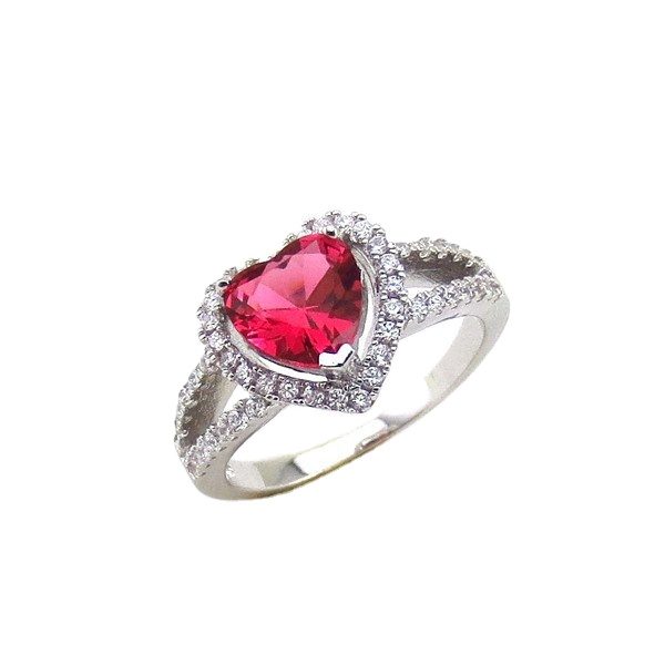 Jewelry Fashion Pink Gemstone 925 Silver Heart Shaped Diamond Rings