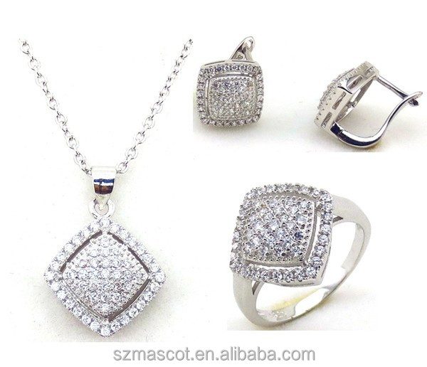 Middle East Style White Gold Plated Cubic Zirconia Jewelry Set