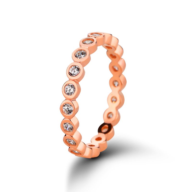 Wholesale Rose Gold Plated Cubic Zirconia 925 Sterling Silver Ring