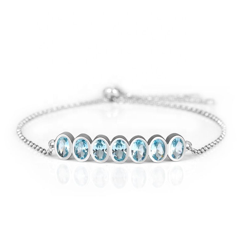 Custom Jewelry Zircon Gemstone Luxury 925 Sterling Silver Couple Bracelet