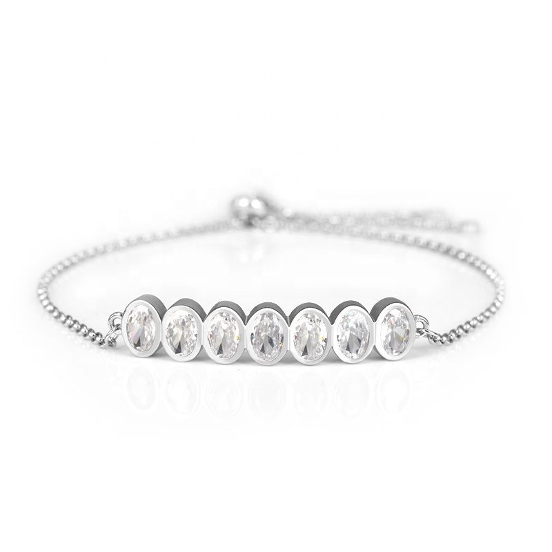 Custom Jewelry Zircon Gemstone Luxury 925 Sterling Silver Couple Bracelet