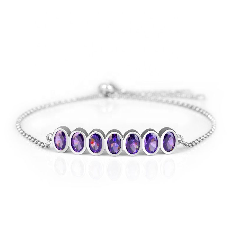 Custom Jewelry Zircon Gemstone Luxury 925 Sterling Silver Couple Bracelet