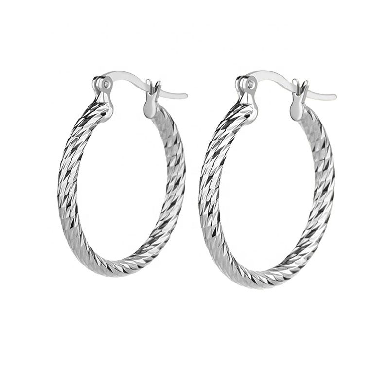 Jewelry Minimalist Women Hoop Earring 925 Sterling Silver Custom Fashion White Environmental Friendly Mascot Zircon Claw Setting
