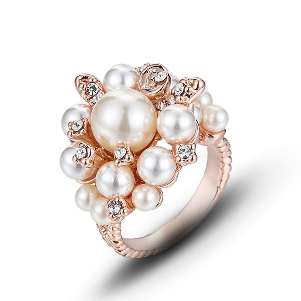 Factory Wholesale Pearl Rings Jewelry Women Rose Gold Pearl Ring 925 Silver Ring With Pearl