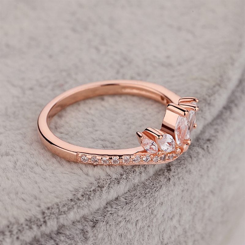 Engagement Diamond Rose Gold Sterling Silver Wedding Couple Ring
