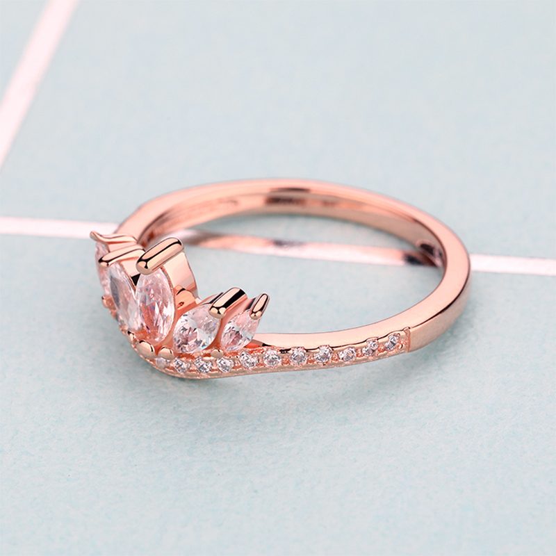 Engagement Diamond Rose Gold Sterling Silver Wedding Couple Ring