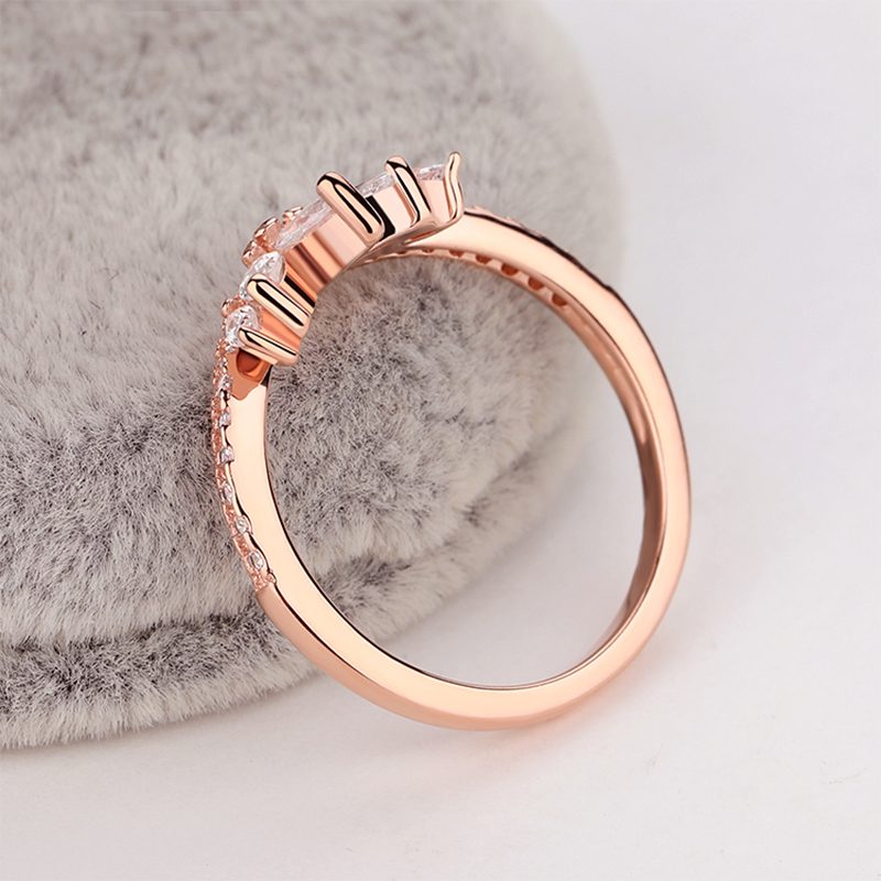 Engagement Diamond Rose Gold Sterling Silver Wedding Couple Ring
