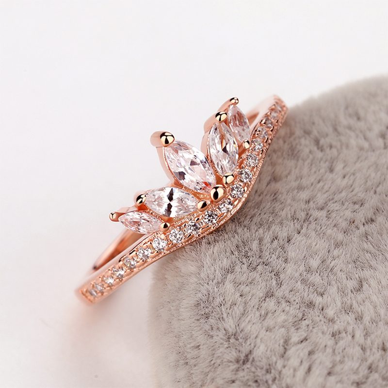 Engagement Diamond Rose Gold Sterling Silver Wedding Couple Ring