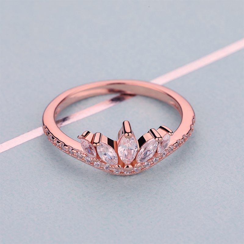 Engagement Diamond Rose Gold Sterling Silver Wedding Couple Ring