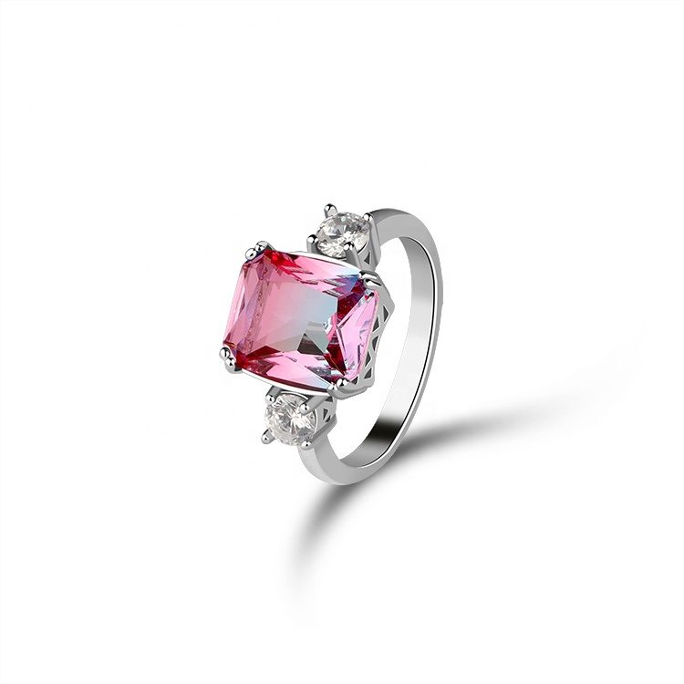 Factory Wholesale 2023 Silver Ring 925 pink Crystal Women Engagement Rings