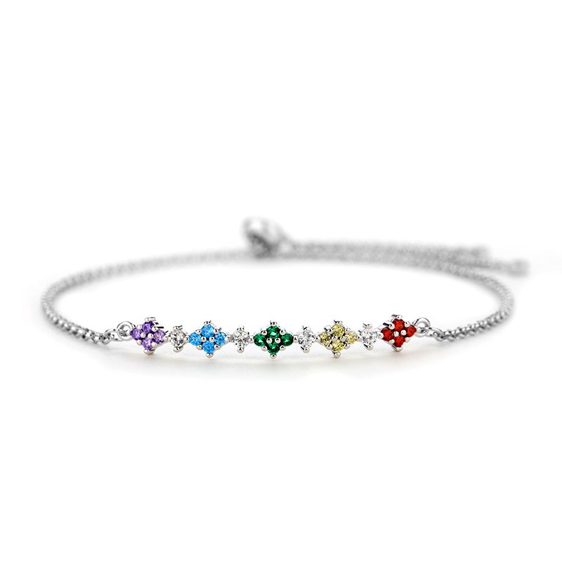 Mascot Custom 925 Pure Silver Jewelry 925 Sterling Silver Colorful Demon Eyes Bracelet Link Chain Bracelet