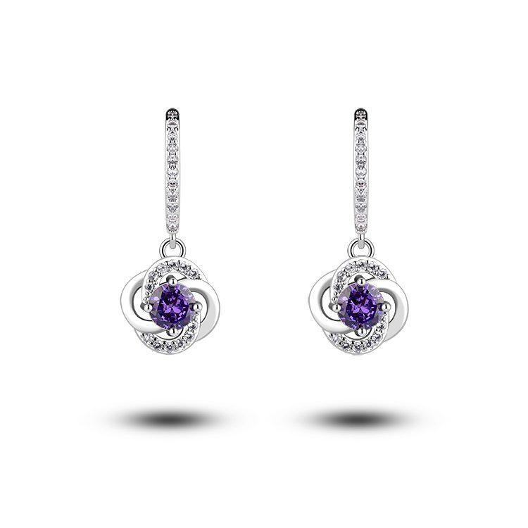 Wholesale Jewelry Luxury Emerald Sterling Silver Earrings Fashion 925 Sterling Silver Classic Silver Earring