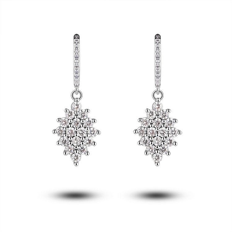 Wholesale Jewelry Luxury Emerald Sterling Silver Earrings Fashion 925 Sterling Silver Classic Silver Earring