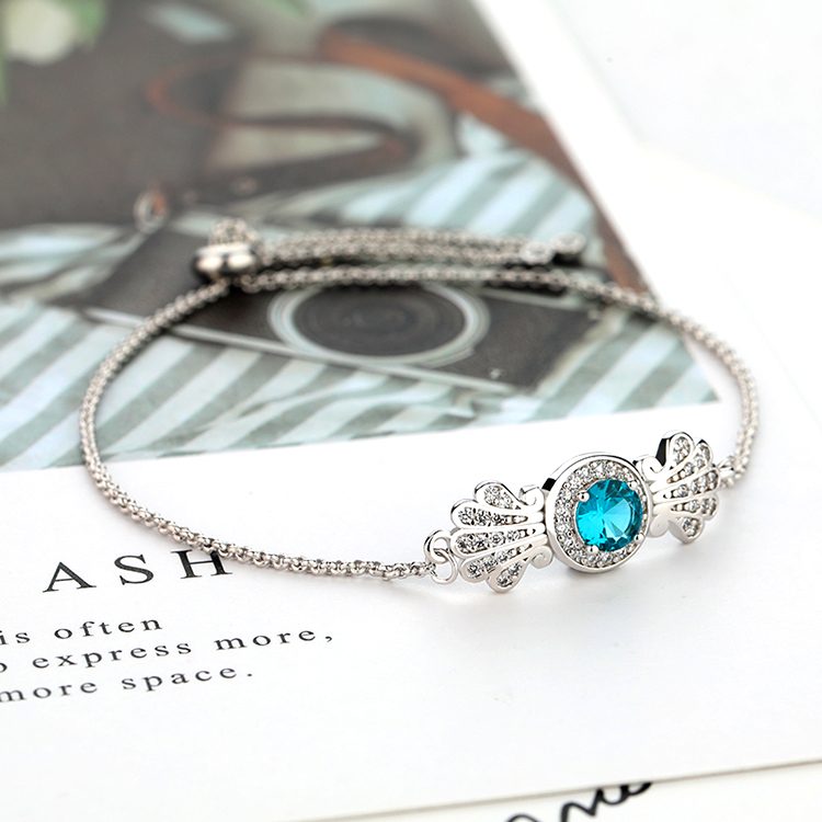 New Fashion Bracelet Blue Crystal Jewelry 925 Sterling Silver Bracelet Women Jewelry 2020