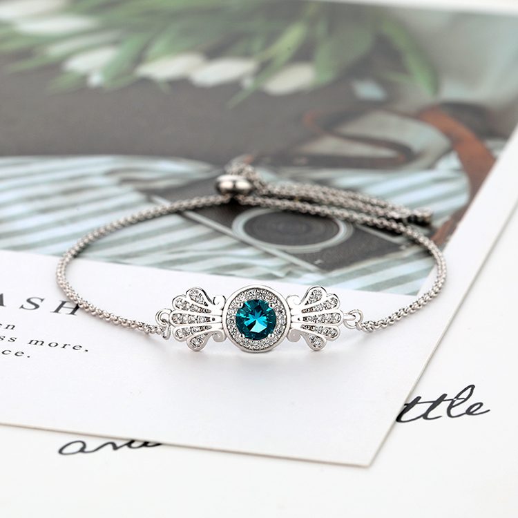 New Fashion Bracelet Blue Crystal Jewelry 925 Sterling Silver Bracelet Women Jewelry 2020