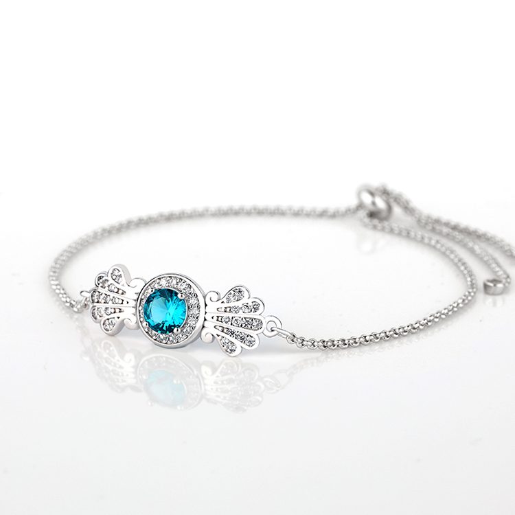 New Fashion Bracelet Blue Crystal Jewelry 925 Sterling Silver Bracelet Women Jewelry 2020