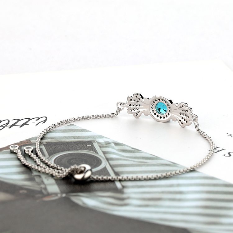 New Fashion Bracelet Blue Crystal Jewelry 925 Sterling Silver Bracelet Women Jewelry 2020