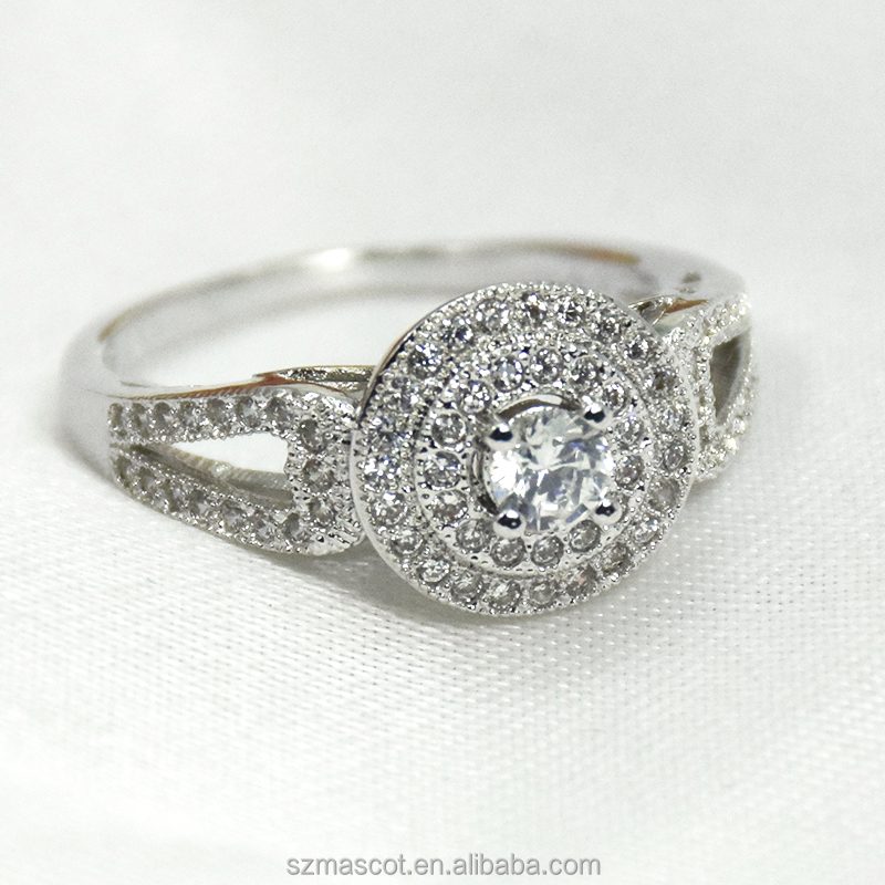 Factory Made White Gold Rhodium Plating Indian Jewelry Diamond Noble Saudi Arab Prize Silver Rings