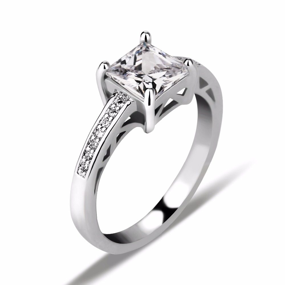 In Stock Square Lab Rings Ring Lock Engagement Rings Sample Jewelry Custom Brass Wedding Designs for Women Mascot Zircon 1pcs