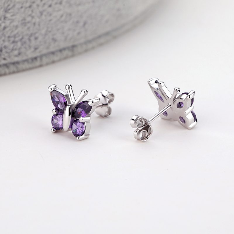 Custom Women Earing Jewelry Classic Zirconia Earrings Sterling Silver Butterfly Earrings