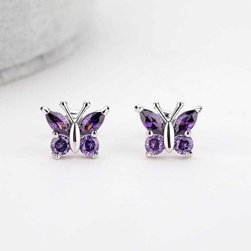 Custom Women Earing Jewelry Classic Zirconia Earrings Sterling Silver Butterfly Earrings