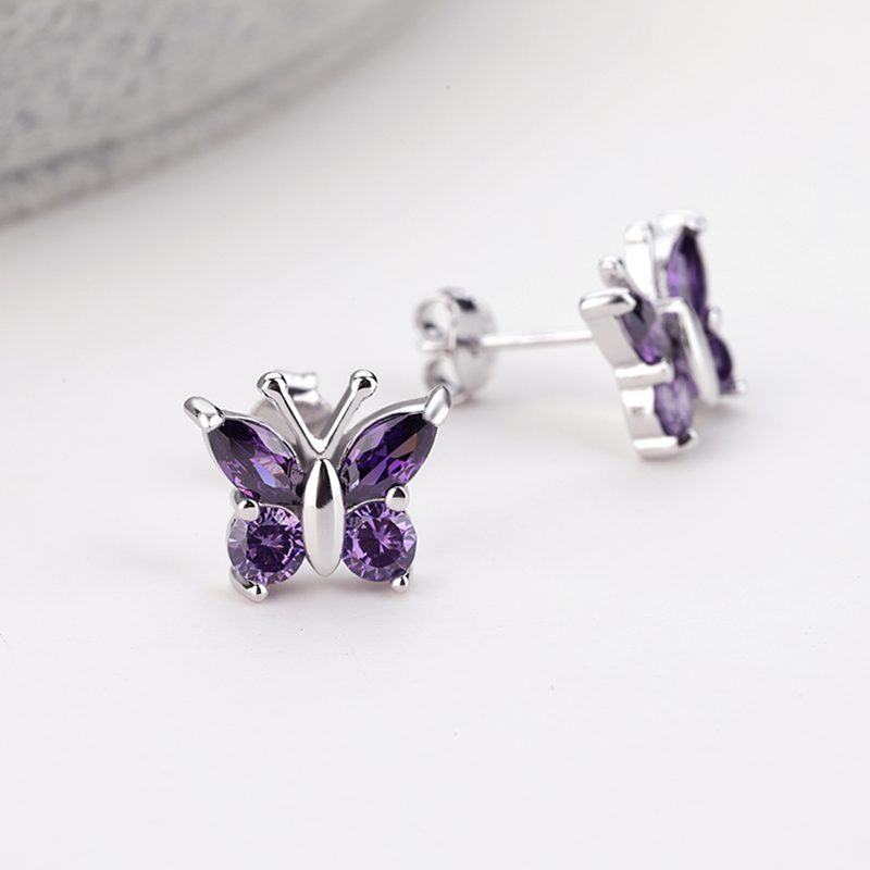 Custom Women Earing Jewelry Classic Zirconia Earrings Sterling Silver Butterfly Earrings