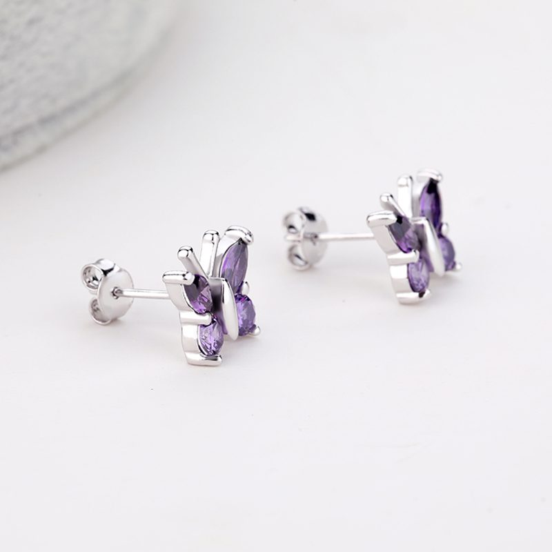 Custom Women Earing Jewelry Classic Zirconia Earrings Sterling Silver Butterfly Earrings