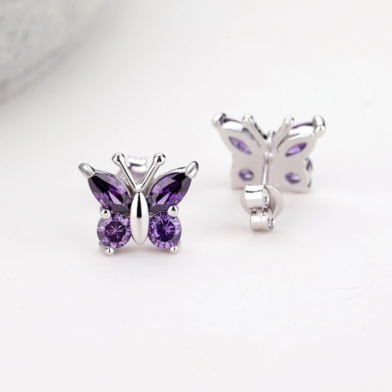 Custom Women Earing Jewelry Classic Zirconia Earrings Sterling Silver Butterfly Earrings
