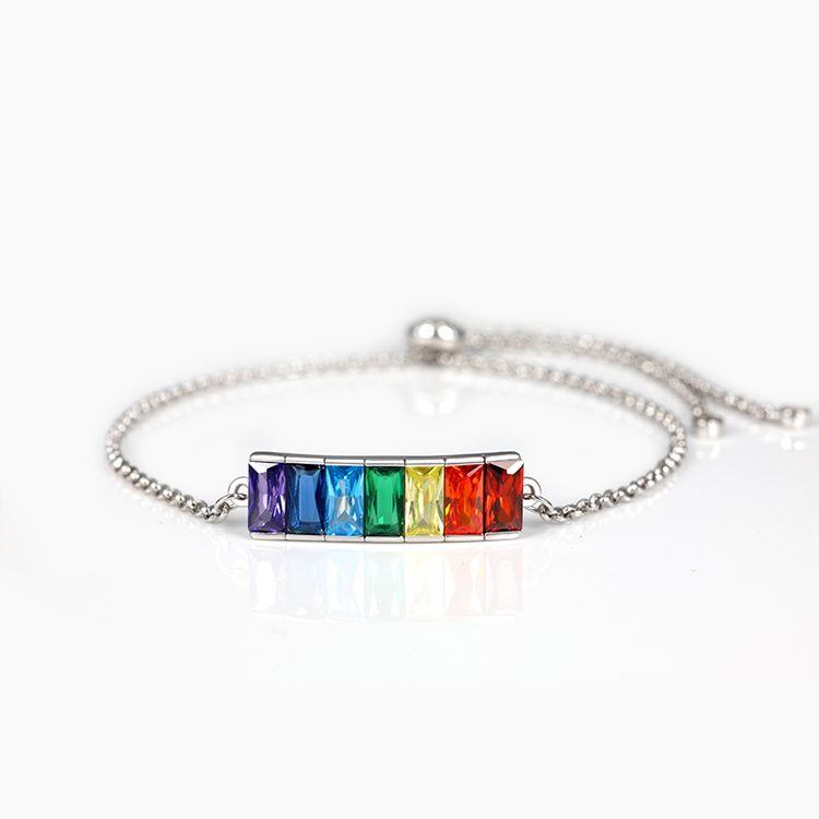 Fine Bracelet 925 Sterling Silver Bracelet for Women Multi-Color Crystal Fashion Jewelry