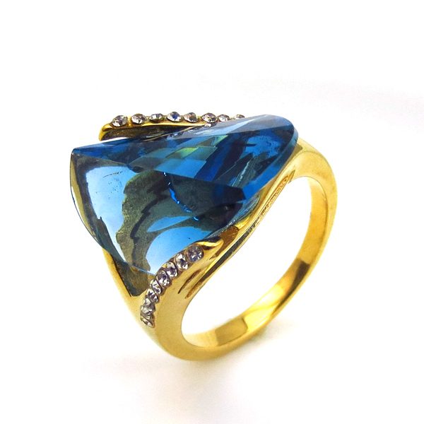 Steel Ring Jewelry Gold Aquamarine Custom Big Stone 925 Sterling Silver Crystal Stainless Steel Mascot Silver One Week 200pcs