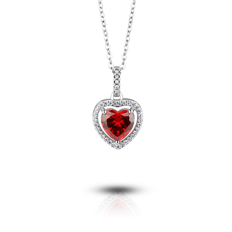 Custom High Quality 925 Sterling Silver Heart Custom Silver Crystal Pendant Necklace