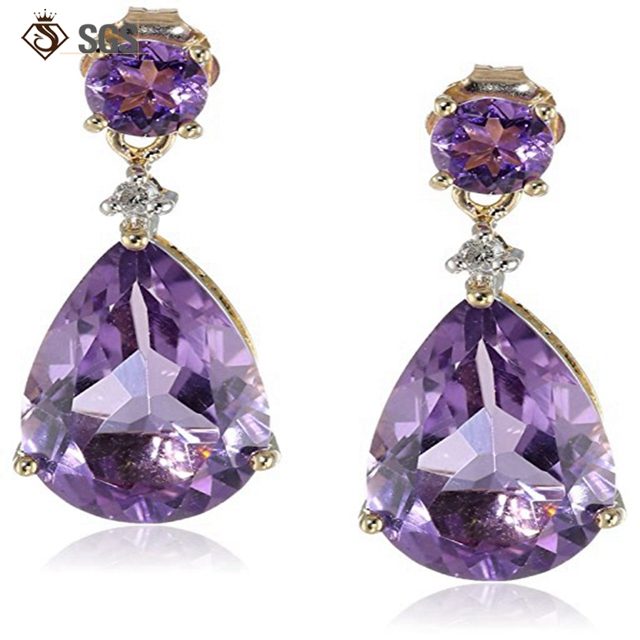 925 Silver Stud Amethyst Earring Jewelry
