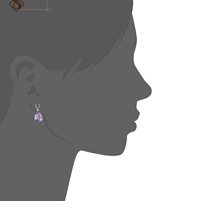 925 Silver Stud Amethyst Earring Jewelry