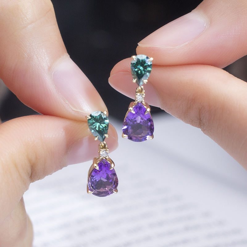 925 Silver Stud Amethyst Earring Jewelry