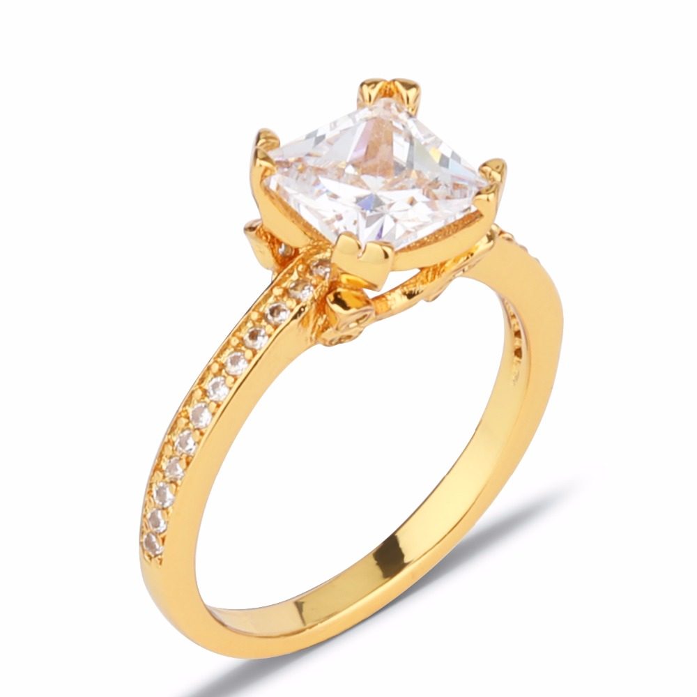 1 Pcs Moq Wholesale on Stock Jewelry Gold Plated Simple Big Stone Ring Designs