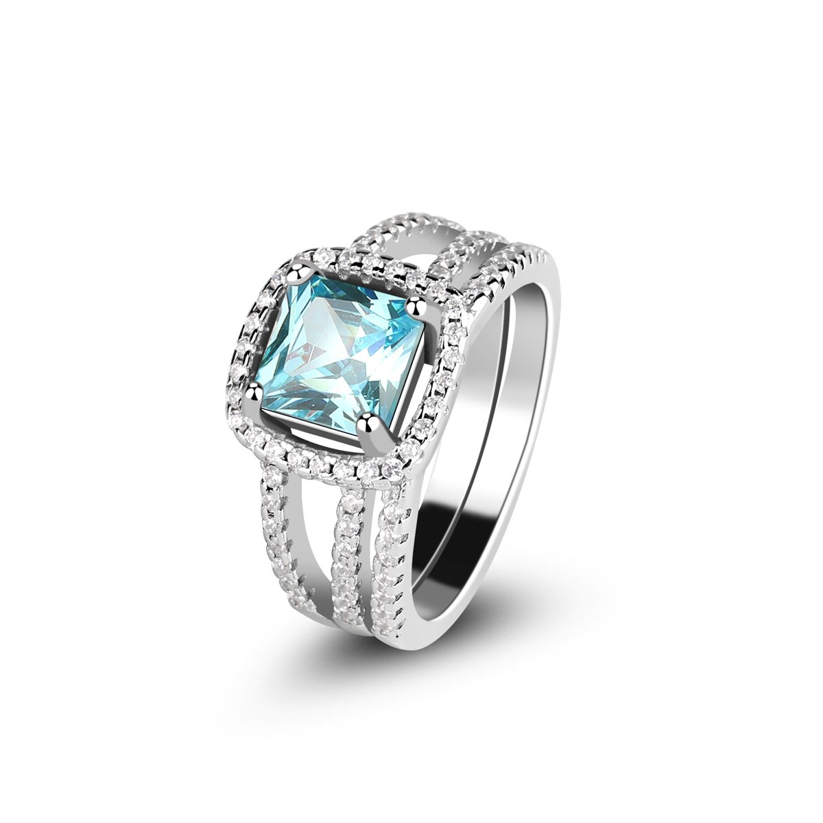 Mascot Custom 925 Sterling Silver Rings Round 5A Zircon Diamond Engagement Wedding Rings for Women
