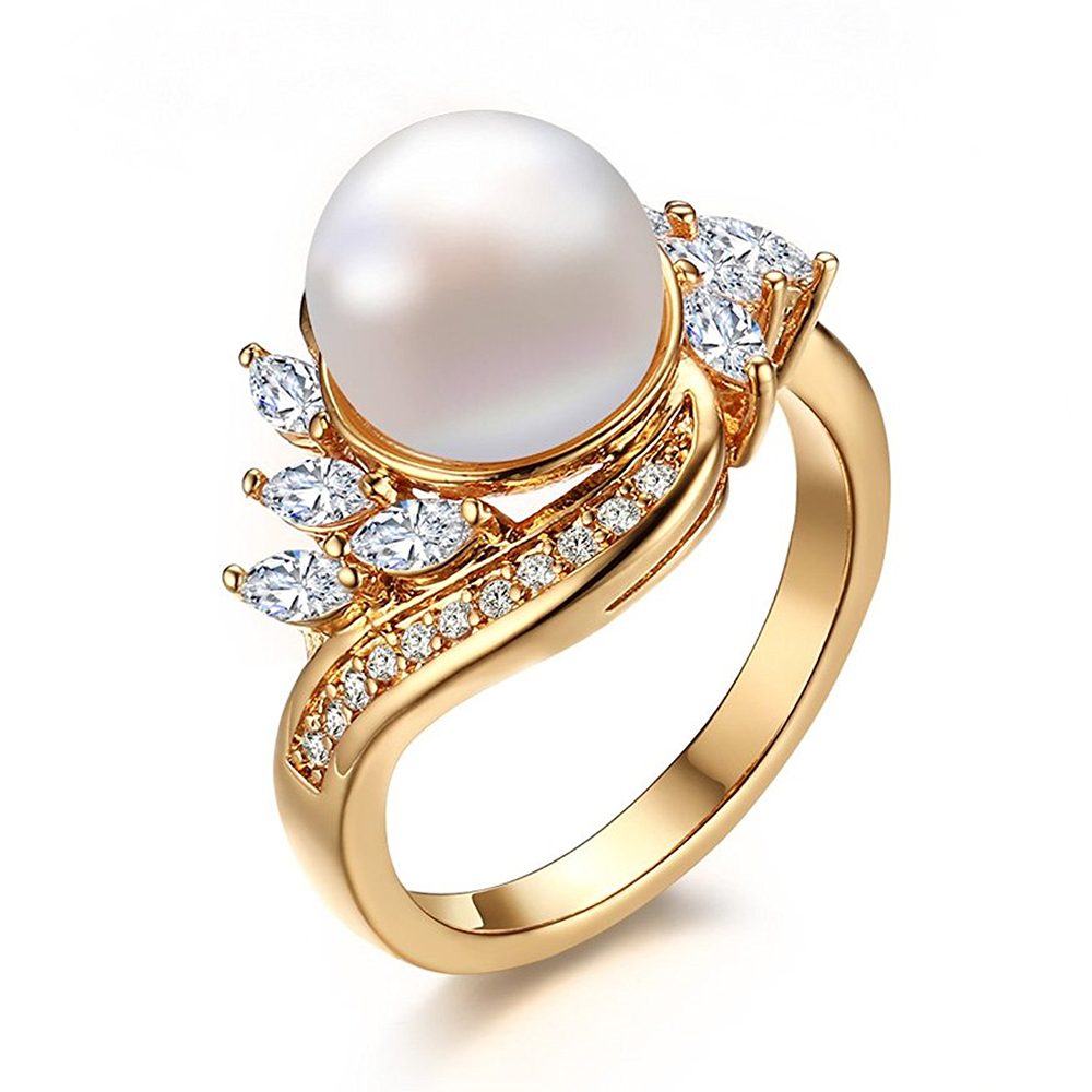 Jewelry Engagement Ring Eternity Band Rings with AAA Zircon Popular Pearl Ring Mounting Sterling Silver Women Gold Silver 5 Pcs