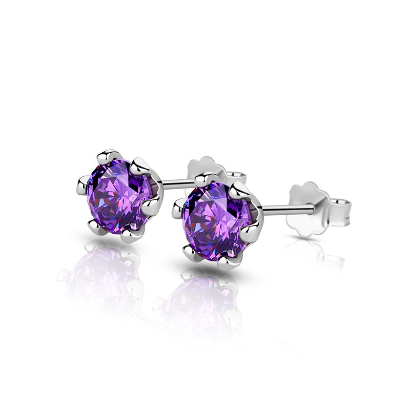 Mascot Cubic Zircon Crystal Stud Earrings 925 Sterling Silver Jewelry Stud Earrings