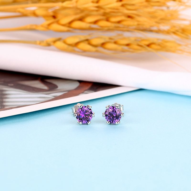 Mascot Cubic Zircon Crystal Stud Earrings 925 Sterling Silver Jewelry Stud Earrings