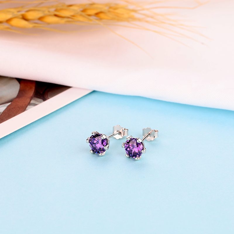 Mascot Cubic Zircon Crystal Stud Earrings 925 Sterling Silver Jewelry Stud Earrings
