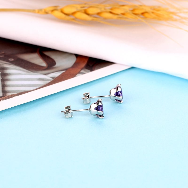 Mascot Cubic Zircon Crystal Stud Earrings 925 Sterling Silver Jewelry Stud Earrings