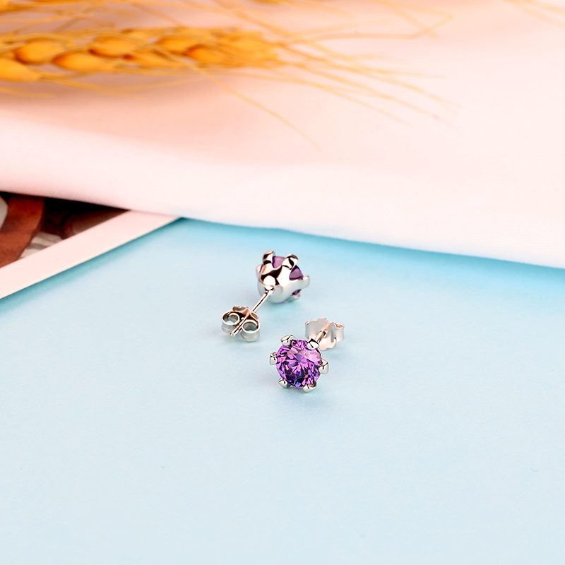 Mascot Cubic Zircon Crystal Stud Earrings 925 Sterling Silver Jewelry Stud Earrings