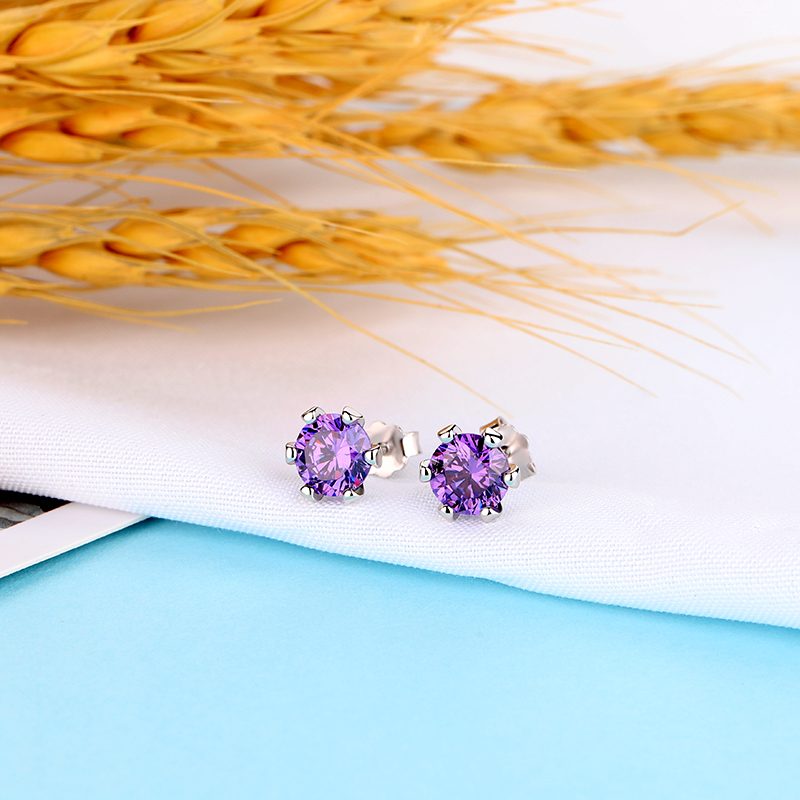 Mascot Cubic Zircon Crystal Stud Earrings 925 Sterling Silver Jewelry Stud Earrings