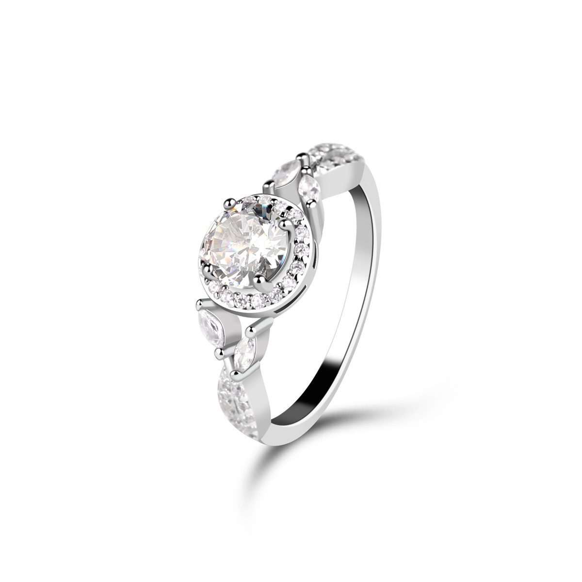 Mascot Silver Jewelry Manufacturers3ct Round Moissanite Ring Silver and Diamond Jewelry