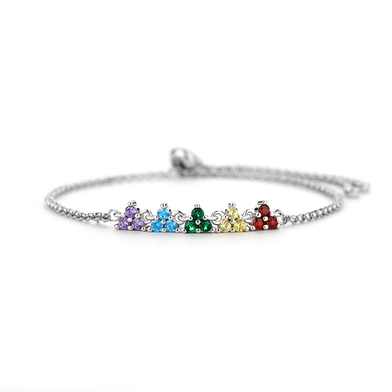 Mascot Cheap Price String Silver Bracelet 925 Silver Colorful Summer Link Chain Cz Charm Bracelet