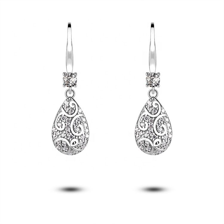 Fashion 925 Sterling Silver Fashion Jewelry Cubic Zircon Water Drop Earrings