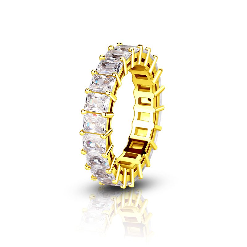 Mascot Custom 18K Gold Plated Cubic Zirconia Rings Man Women Gold Plated Cubic Zircon CZ Diamond Ring